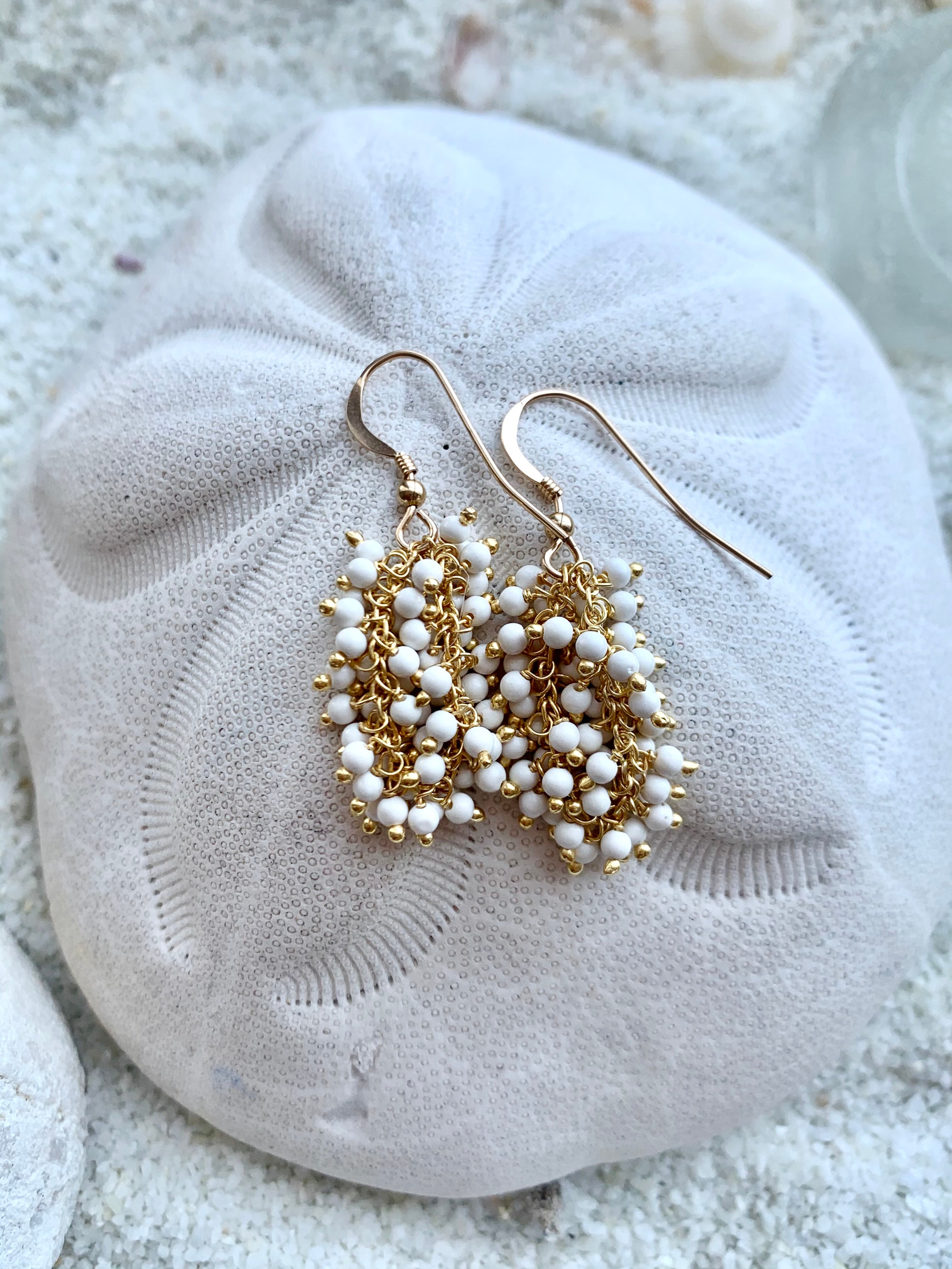 White Coral Earrings popular 14k